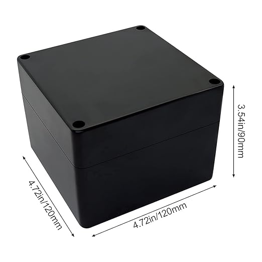LeMotech Project Box ABS Plastic IP65 Waterproof Dustproof Electrical Junction Box Outdoor Enclosure for Electronics Black 4.7 x 4.7 x 3.5 inch(120 x 120 x 90 mm)(Pack of 2)