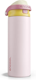 ENCOOL Leakproof Insulated Water Bottle with Straw Dual-Sip Water Bottle Bag-Safe Design for Work, Commute & Gym – Keeps Drinks Cold All Day, 24 oz, Blush Pink
