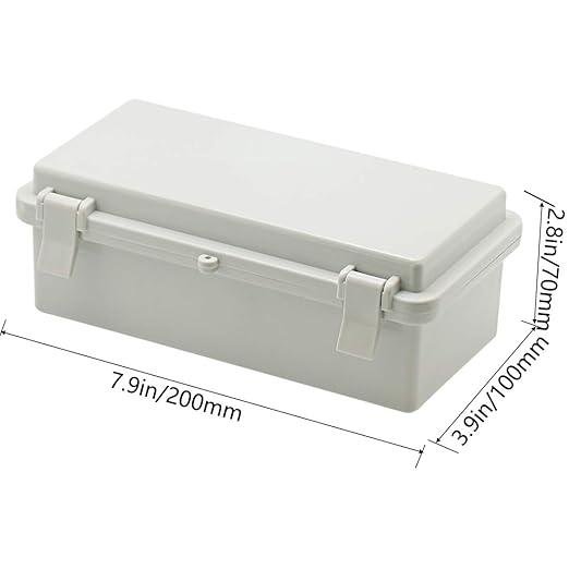 Zulkit 2pcs Junction Box ABS Plastic Dustproof Waterproof IP65 Electrical Boxes Hinged Shell Outdoor Universal Project Enclosure with 2 Cable Glands 7.9 x 3.9 x 2.8 inch (200x100x70mm)
