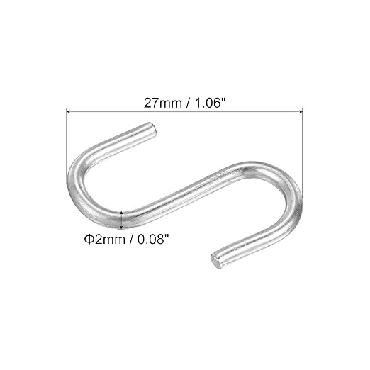 PATIKIL 1" S Shaped Hooks, 12 Pack Multipurpose S Hanging Hooks for Hanging Items in Your Home, Garage, Workshop, Silver Tone