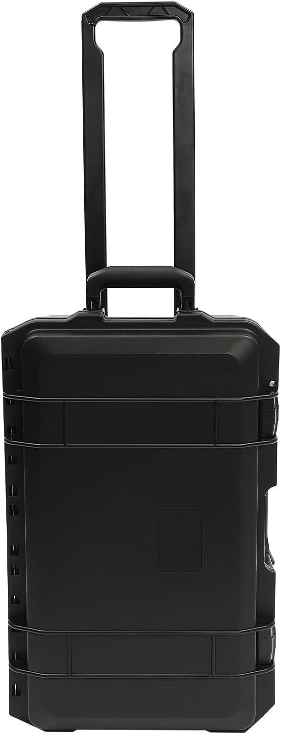 22" Weatherproof Hard Case Rolling Waterproof Case Dry Box with Foam Protective Cases Shockproof Hard Travel Cases For Cameras Lenses Electronic Equipment (Black)