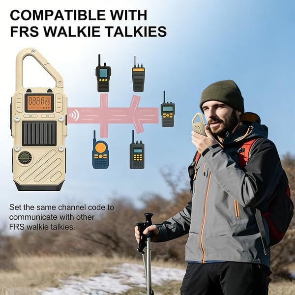Walkie Talkies for Adults Rechargeable, FM/NOAA Emergency Radios with Weather Alerts, LED Flashlight & SOS Alarm, Solar Powered Hand Crank Long Range 2 Way Radios Walkie Talkie with USB Charged