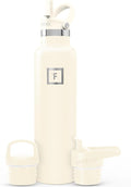 IRON °FLASK Camping & Hiking Hydration Flask with Straw, BPA-Free Insulated Stainless Steel Sports Water Bottle - 24 oz Cashmere Cream