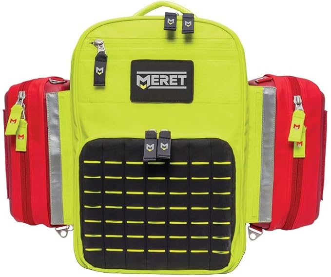 MERET V.E.R.S.A.™ PRO X EMS Backpack (High Viz Yellow) – Modular ALS BLS Trauma Bag with Infection Control Material, Laser Cut MOLLE, Padded Harness System