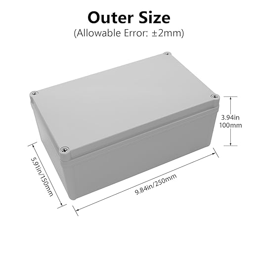 LeMotech Junction Box IP67 Waterproof Dustproof ABS Plastic Project Box for Electrical Outdoor Enclosure Gray 9.8 x 5.9 x 3.9 inch (250 x 150 x 100 mm)