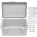 Clear Hinged Cover Stainless Steel Latch, IP67 Waterproof Electrical Weatherproof Junction Box, PVC Plastic Grey Case 11.4×7.5×5.5 inch（290×190×140mm）