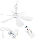 Silent USB Powered Ceiling Fan with Remote Control Timing 4 Speed, Quiet Small DC Plug in Ceiling Fan Hanging Fan for Camping Bed RV Tent Canopy Room