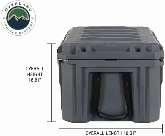Overland Vehicle Systems 40100011 Dark Gray 95 QT Dry Box Storage with Drain and Bottle Opener | Waterproof Seal | Heavy-Duty Latches and Nylon Handles | Keeps Gear Safe, Dry and Organized