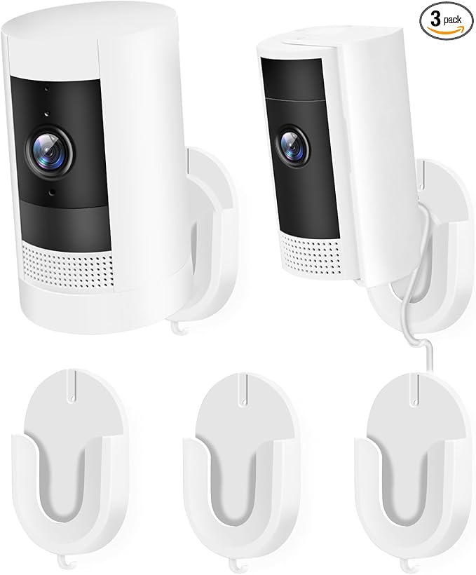 No Drill Wall Mount Compatible with Stick Up Cam and Ring/Indoor Cam & Indoor Cam Plus, Strong Adhesive and No Screws Indoor Camera Mount(3Pack,White)