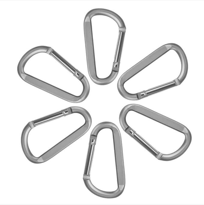 CampTek Carabiner Caribeaner Clip,3" Large Aluminum D Ring Shape Carabeaner with Keyring Keychain Hook