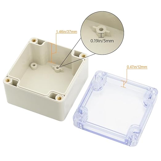 LeMotech ABS Plastic Junction Box Dustproof Waterproof IP65 Electrical Enclosure Box Universal Project Enclosure Grey with PC Transparent Clear Cover 3.3 x 3.2 x 2.2 inch (83 x 81 x 56 mm)