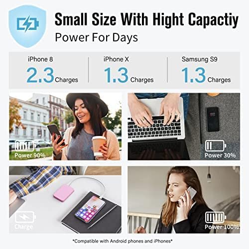 VANYUST S22 Portable Charger, Mini Colorful Power Bank, 5000mAh External Battery Pack Compatible with iPhone 15/14/13/12/11/X All Series and Android Phone, Pink