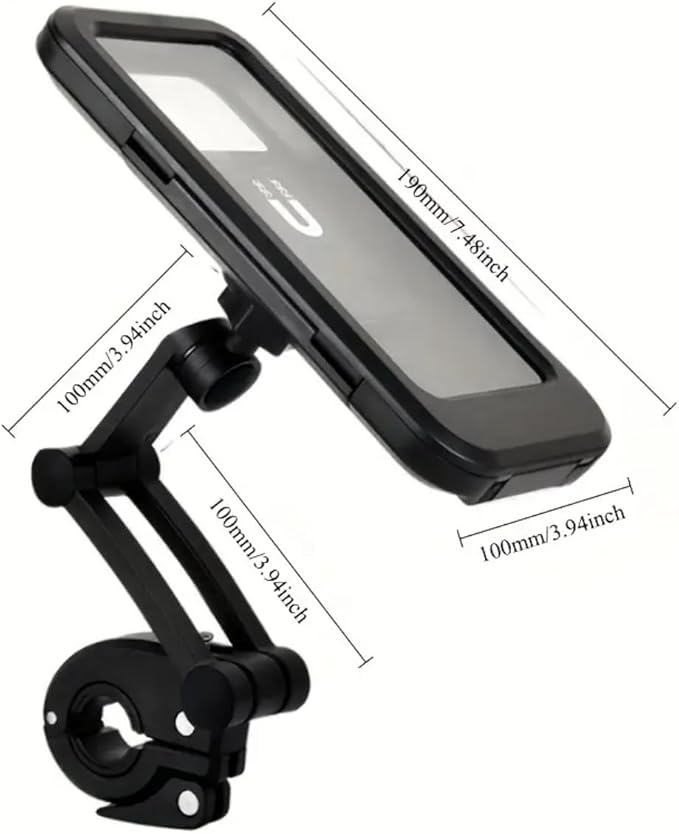 Waterproof Outdoor Sports Bike Phone Mount Case, Bicycle and Motorbike Handlebar Phone Holder with Secure Grip, Shockproof Design, 360 Degree Rotation Adjustable for Smartphones 4 to 6.7 Inches