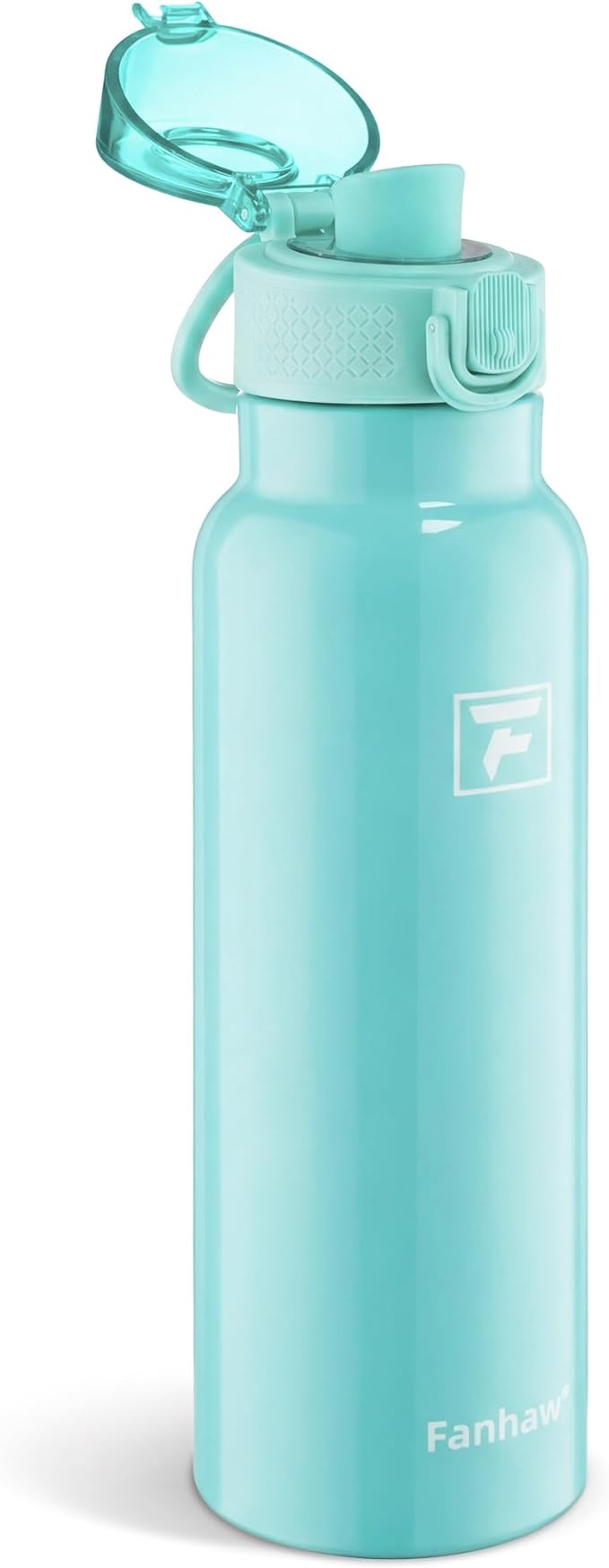 Fanhaw Daylite Series 24 oz Stainless Steel Insulated Water Bottle with Silicone Spout Lid, Double-Wall Vacuum Leakproof Metal Bottle, Anniversary Birthday Gift for Kids, Women & Men (Tif Blue)