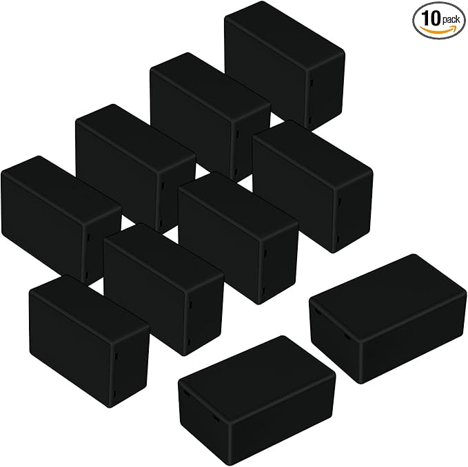 LeMotech Project Box 10 Pieces ABS Plastic Electrical Project Case Small Junction Box for Electronics Black 2.74 x 1.77 x 1.15 inch (70 x 45 x 29 mm)