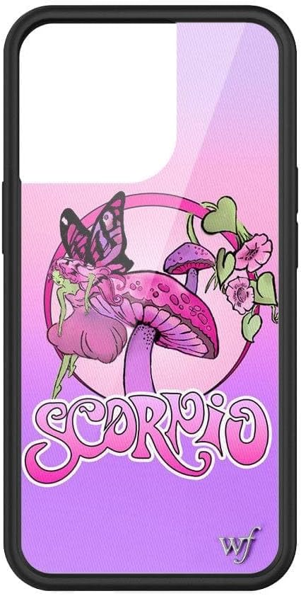 Wildflower Cases - Compatible with iPhone 13 Pro| Protective Black Bumper, 6.5ft Drop Test Certified, Women Owned Small Business | Trendy Zodiac Purple Mushroom Fairy Green | Scorpio
