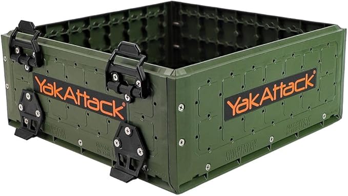 YakAttack ShortStak Upgrade Kit for BlackPak Pro - Ranger Green | 13" x 13" Kayak Crate System | Stackable Gear Storage Add-On with GridLoc Panels, Hinges, & Latches | Fishing Organization Accessory