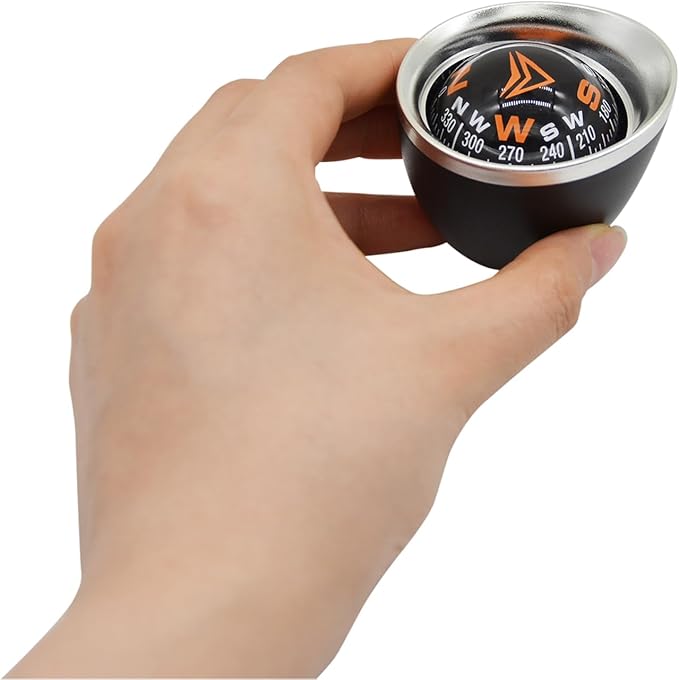 Mini Car Ball Compass, Marine Compass Interior Mount Dash Guide Hiking Accessories with Adhesive Tape, Automotive Dashboard Vehicle Direction Navigation Ball for Boat Car Truck Ship Outdoor