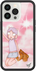 Wildflower Cases - Compatible with iPhone 13 Pro | Protective Black Bumper, 6.5ft Drop Test Certified, Women Owned Small Business | Pink White Clouds Sky Dainty Cute Trendy | Collab- Enya