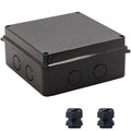 Junction Box, Reserved Holes Electrical Boxes Waterproof IP65 ABS Plastic Electrical Power Cord Enclosure Project Box Black 5.9 x 5.9 x 2.8 inch(150x150x70mm)