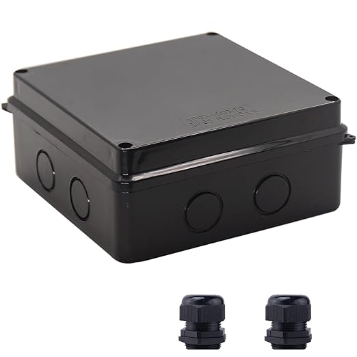 Junction Box, Reserved Holes Electrical Boxes Waterproof IP65 ABS Plastic Electrical Power Cord Enclosure Project Box Black 5.9 x 5.9 x 2.8 inch(150x150x70mm)