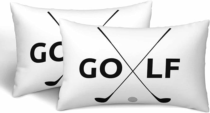 Black Golf Clubs Pillow Covers 12 X 20 Sports Themed Decor Symbol Golf Set of 2 Pillow Cases Velvet Outdoor Throw Cushion Pillowcases Decorative for Home Bed Sofa Couch Hotel