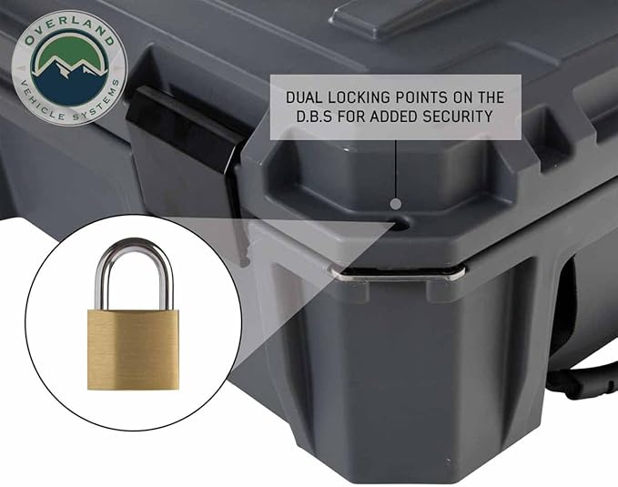 Overland Vehicle Systems 40100021 Dark Gray 117 QT Dry Box Storage with Drain and Bottle Opener | Waterproof Seal | Heavy-Duty Latches and Nylon Handles | Keeps Gear Safe, Dry and Organized