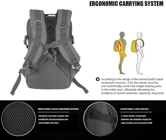 Miramrax 12L Small Backpack Day Pack - Mini Tactical Backpacks Military Daypack Molle Bag Rucksack Bug Out Bag for Hiking (Grey)