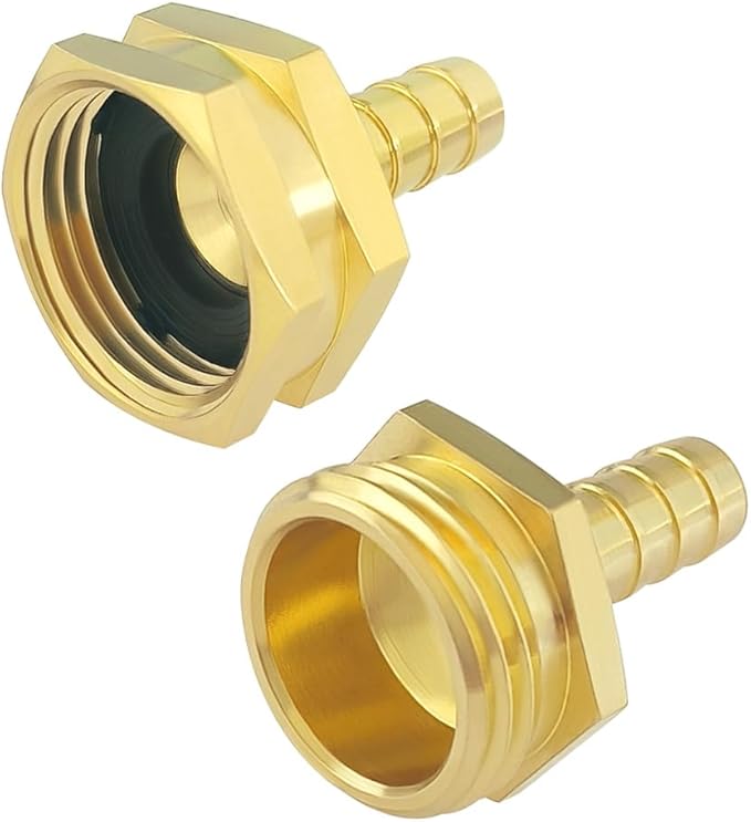 Hooshing 1/4" Garden Hose Repair Kit Male and Female Brass Hose Mender End Repair Connector with Clamps