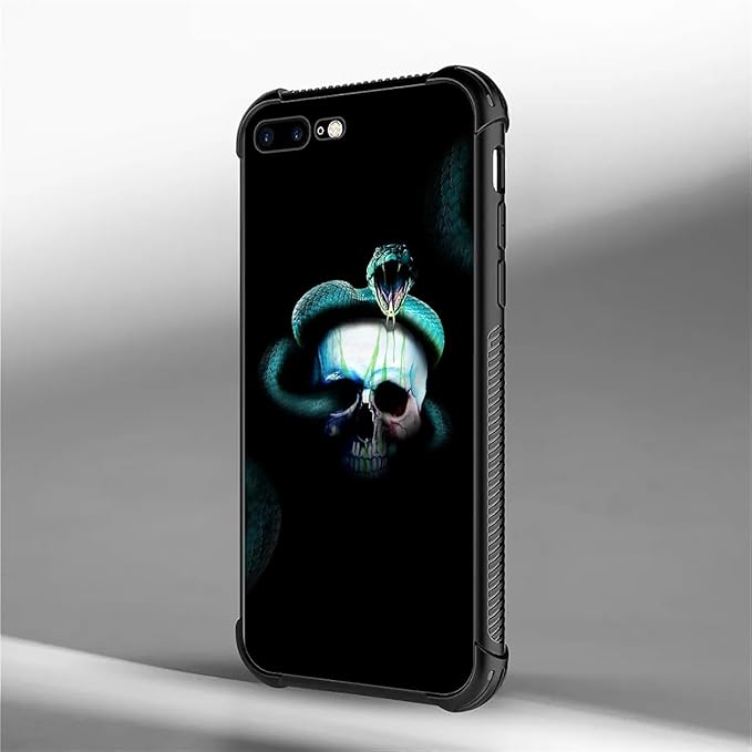 for iPhone 7 Plus/8 Plus Case, Skeleton Winding Snake Pattern Graphic Design, Soft Silicone Hard Acrylic Shock Protection