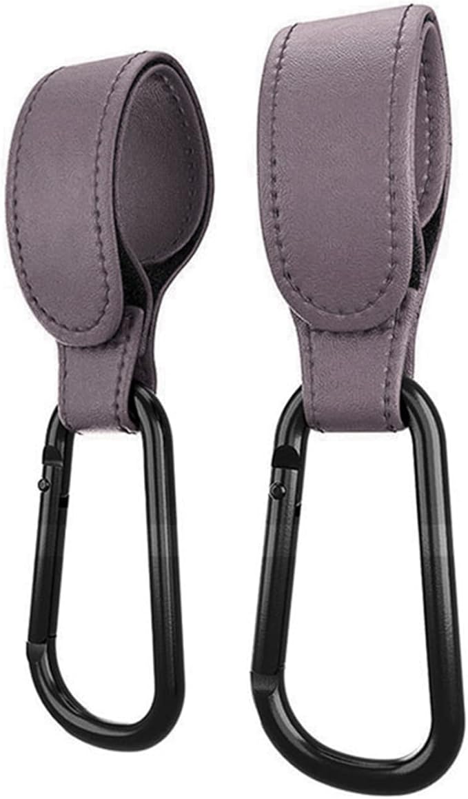 Portable Stroller Hooks Adjustable PU Leather Multi-Purpose Clip Your Purse Shopping Diaper Bags on Pram