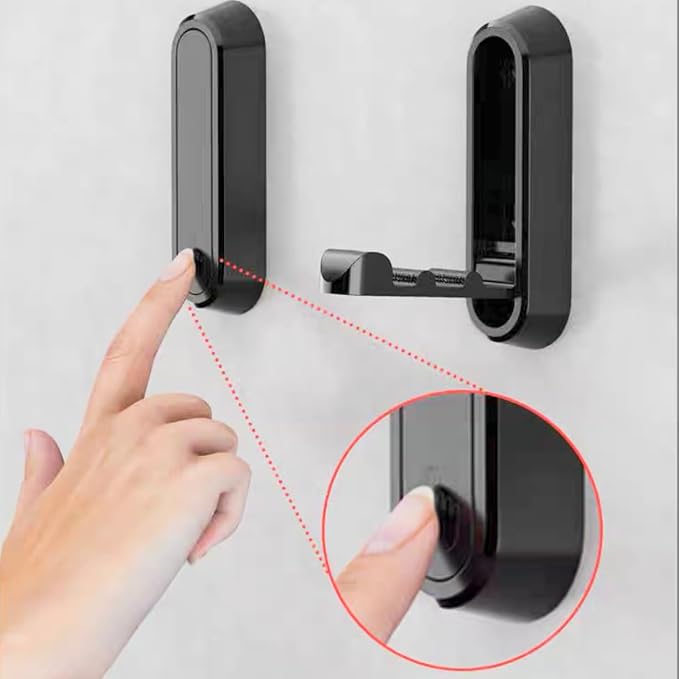 4 Pack Folding Wall Hooks, Foldable Black Coat Hooks for Bathroom, Entryway - Strong Hold for Towels, Robes, Hats, Bags, Keys - Solid Metal Wall Mounted Hooks with Screws