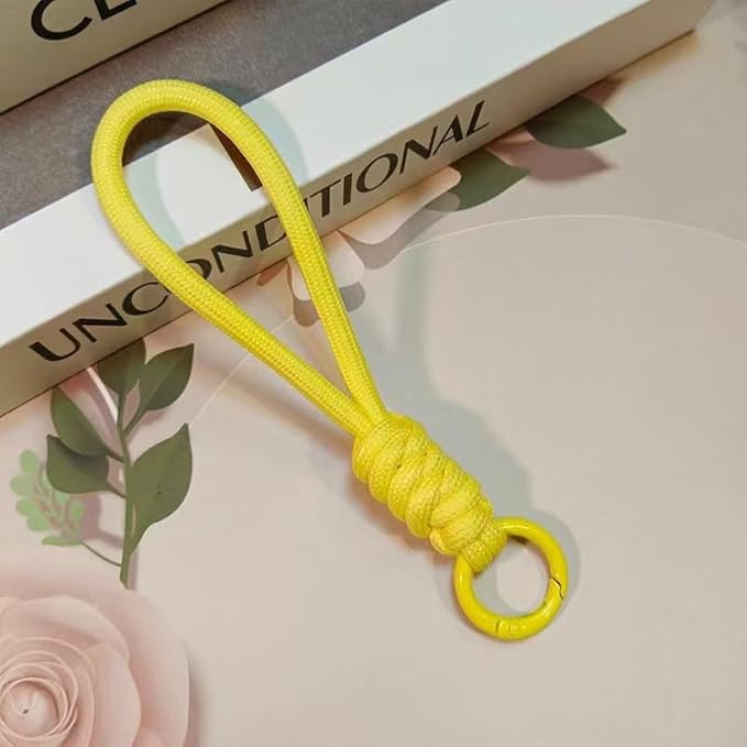 Colorful Braided Paracord Keychain, 12cm Length, Multi-Color Pack with Ring, Decorative Woven Rope Strap