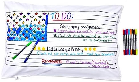 Coloring Pillowcase for Kids – Reusable DIY Pillow Cover with Washable Markers, Educational Arts & Crafts Activity for Boys & Girls, Fun Gift for Creative Play, Machine Washable - eatsleepdoodle