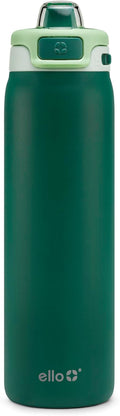 Ello Pop & Fill 22oz Stainless Steel Water Bottle with Quick Fill Technology, Double Walled and Vacuum Insulated Metal, Leak Proof Locking Lid, Sip and Chug, Reusable, BPA Free, Forest Mist
