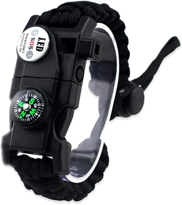 Survival Paracord Bracelet,Fire Starter,Waterproof SOS Light, Compass, Whistle, Adjustable AK87 20 in 1,Outdoor Ultimate Tactical Survival Gear Set,Gift for Kids,Men