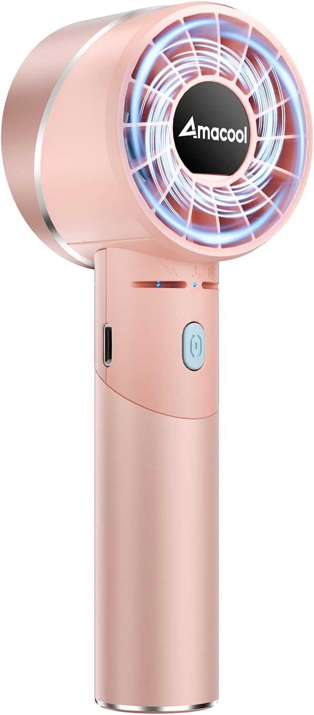 AMACOOL Portable Handheld Turbo Fan, Mothers Day Gifts for Mom Her Women Girl, Cool Metal Body, Rechargeable Battery Personal Fan, Mini Pocket Fans for Camping Outdoor Travel Cruise Makeup Essentials