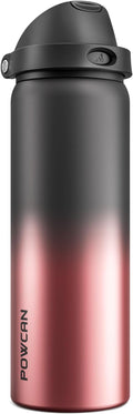 POWCAN 32 oz Stainless Steel Water Bottle: 2-in-1 Push-Button Spout & Quick-Flip Straw Lid, Leakproof, Keep Cold 24Hrs, BPA-Free, Insulated Water Bottle for Sports, School, Travel, Gym, Gift (Queen)