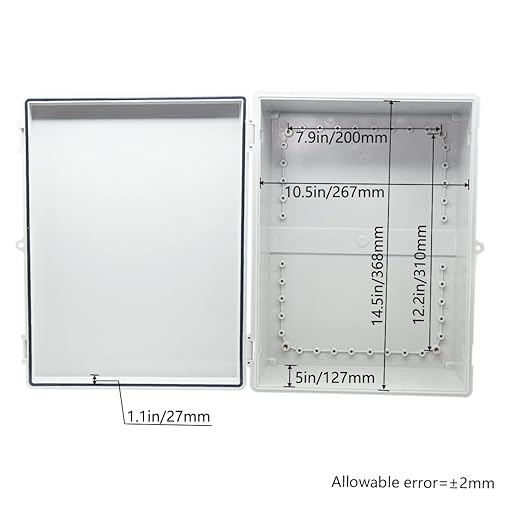 Zulkit Junction Box ABS Plastic Waterproof IP65 Electrical Boxes Hinged Shell Outdoor Universal Project Enclosure with Mounting Plate and Wall Brackets Grey (390x290x160 mm)