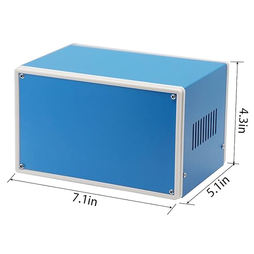 Zulkit Electronic Enclosures Blue Metal Enclosure Project Case DIY Box Junction Case Enclosure Preventive Case (7.1" x 4.3" x 5.1")