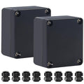 Junction Box IP65 Waterproof ABS Plastic Electrical Project Case Power Junction Boxes, Project Box with 4 PCS M12 Cable Glands 2.5 x 2.3 x 1.3 Inch （63 x 58 x 33mm