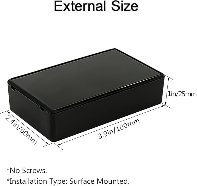 LeMotech Project Box 10 Pieces ABS Plastic Electrical Project Case Small Junction Box for Electronics Black 3.9 x 2.4 x 1.0 inch (100 x 60 x 25 mm)