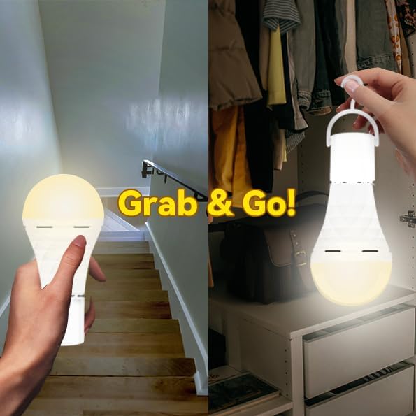 Neporal LITE PRO Rechargeable Light Bulbs, 2600mAh Large Battery Backup Light Bulbs, Perfect As Emergency Lights for Home, Hurricane Prepareness Item, E26/E27 (Soft White-2600mAh)