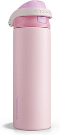 ENCOOL Leakproof Insulated Water Bottle with Straw Dual-Sip Water Bottle Bag-Safe Design for Work, Commute & Gym – Keeps Drinks Cold All Day, 24 oz, Macaron Pink