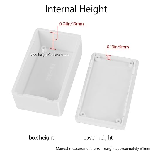 LeMotech Project Box 10 Pieces ABS Plastic Electrical Project Case Small Junction Box for Electronics White 2.83 x 1.65 x 0.91 inch (72x 42x 23 mm)