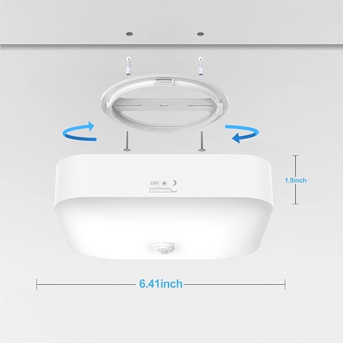 Rechargeable Motion Sensor Closet Light, Rechargeable Battery Operated Ceiling Light Wireless, 500LM Wireless Motion Activated Light for Shower Stairs Hallway Pantry Porch Garage, 5000K 3 Pack