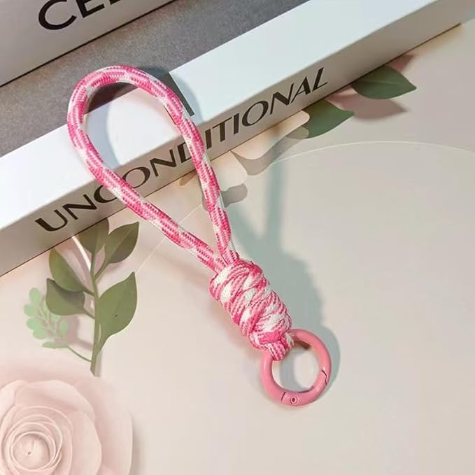 Colorful Braided Paracord Keychain, 12cm Length, Multi-Color Pack with Ring, Decorative Woven Rope Strap