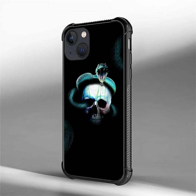 for iPhone 13 Mini Case, Skeleton Winding Snake Pattern Graphic Design Girl Boy Soft Silicone Hard Acrylic Shock Protection for iPhone 13 Mini