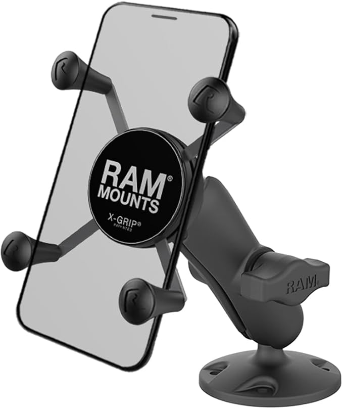 RAM MOUNTS X-Grip Drill-Down Phone Mount – Flat Surface Mount with Medium Arm (RAP-B-138-UN7U)