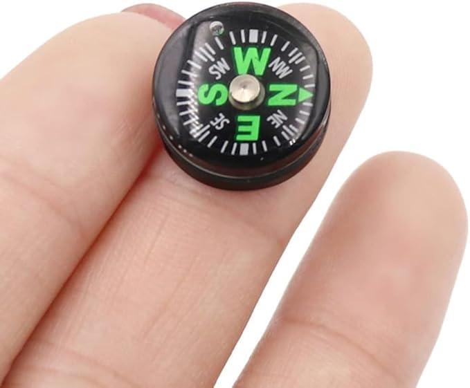 5 Pack Mini Pocket Compass 25mm – Survival Button Compass for Hiking, Camping, Boating & Outdoor Activities, Small Backpacking Navigation Tool for Paracord, Watch Band & Teens Adventure Gear